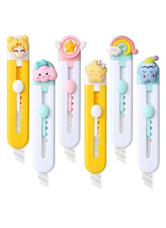 Box Cutter Retractable 6 Pack Sharp Utility Knife Retractable   Box Cutters for Office Home Arts Crafts Cartons Cardboard Multi-Colors Sharp Cartons Cardboard Cutter Razor Knife for Craft