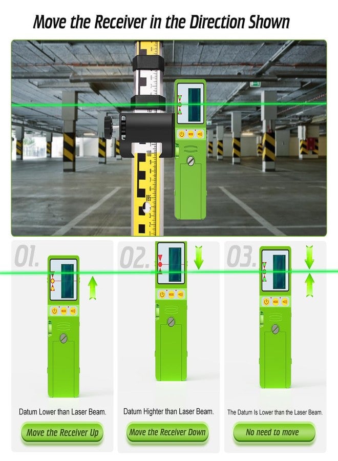 اليكليڤ جهاز كشف ليزر Elikliv لمستوى الليزر ذي الشعاع الأخضر، مستقبل ليزر رقمي يُستخدم مع ليزرات الخطوط النابضة، يكشف أشعة الليزر الخضراء، شاشات LED ثلاثية الجوانب - Image 3