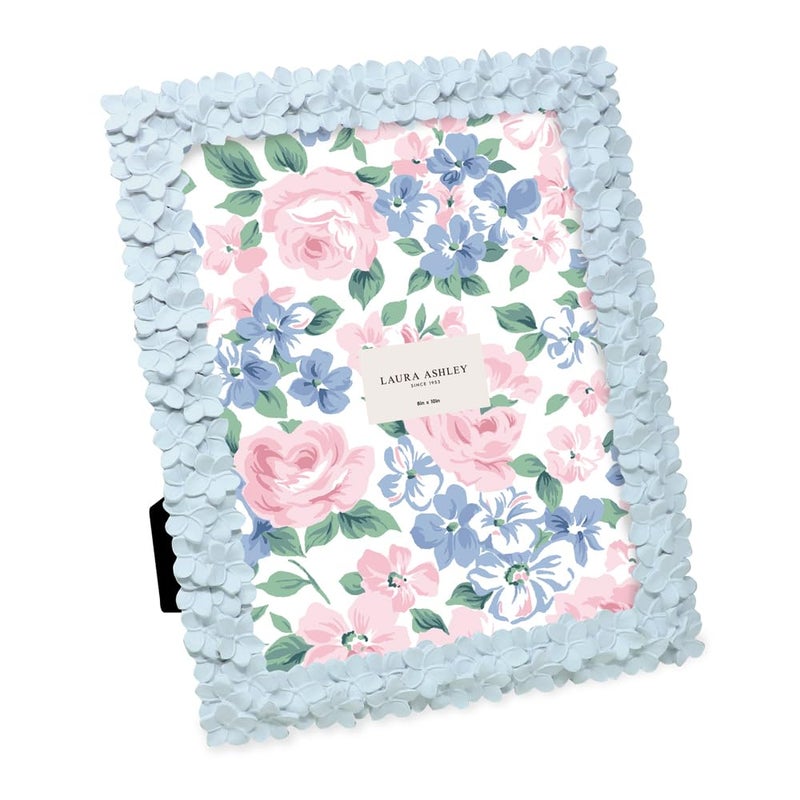 LAURA ASHLEY Laura Ashley 8x10 Powder Blue Flower Textured HandCrafted Resin Picture Frame wEasel  Hook for Tabletop  Wall Display Decorative Floral Design Home Dcor Photo Gallery Art 8x10 Powder Blue