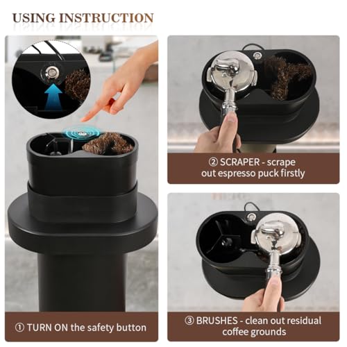CAFEMASY Espresso Portafilter Cleaner Machine Electric - Automatic Portafilters Coffee Puck Sucker Cleaning Brush Machine for Commercial Standing Knock Box Espresso Accessories - Image 5