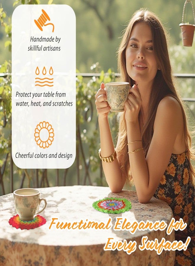 كيلوفلاي مجموعة كيلوفلاي من 10 قطع من قواعد الأكواب القطنية المصنوعة بالكروشيه، مقاس 12 سم (4.7 بوصة)، مصنوعة يدويًا. - Image 5