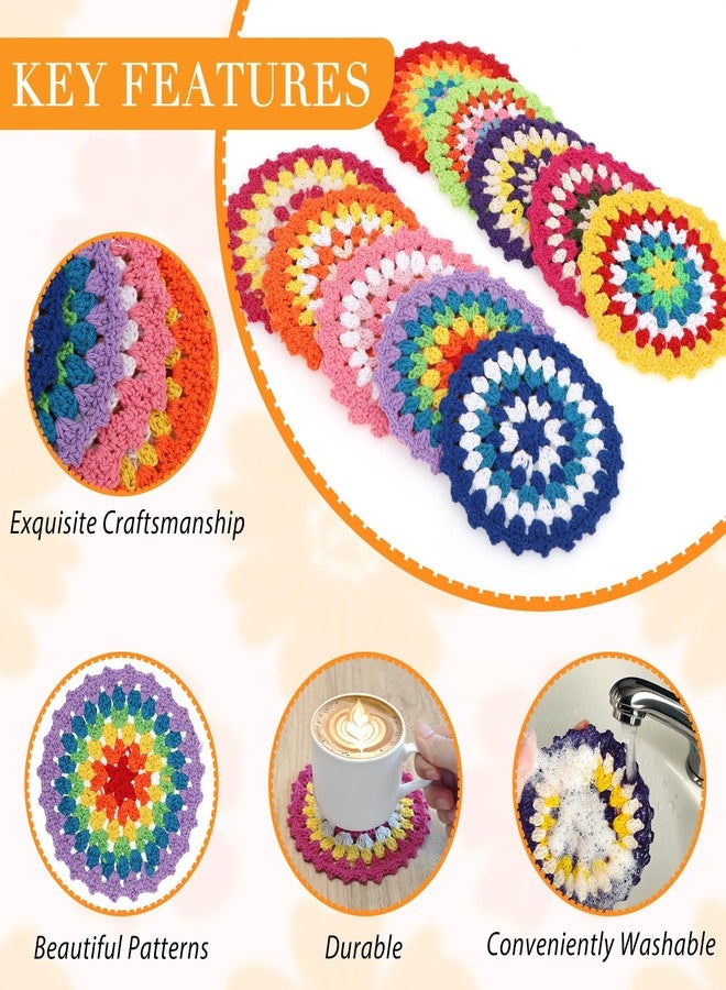 كيلوفلاي مجموعة كيلوفلاي من 10 قطع من قواعد الأكواب القطنية المصنوعة بالكروشيه، مقاس 12 سم (4.7 بوصة)، مصنوعة يدويًا. - Image 3