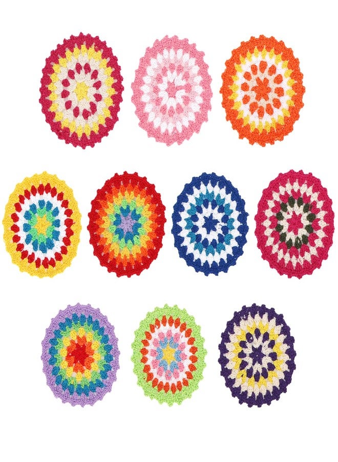 كيلوفلاي مجموعة كيلوفلاي من 10 قطع من قواعد الأكواب القطنية المصنوعة بالكروشيه، مقاس 12 سم (4.7 بوصة)، مصنوعة يدويًا. - Image 1