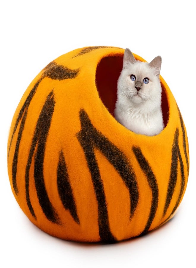 Woolygon Premium Felt Cat Cave Bed – Wool Kitty Beds Handcrafted Kitten Caves Bed for Indoor Cats - Made from 100% Eco-Friendly Merino Wool, Foldable Cat Hidewawy Covered Cat House Pod - Image 1