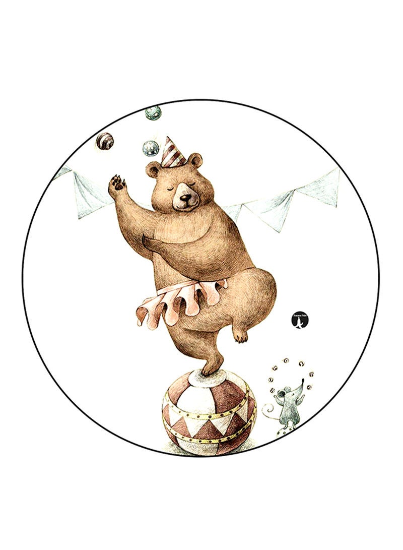 RKN Bear Printed Mouse Pad  Round  Multicolour