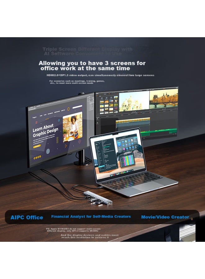 Acasis Akasis Type-c Expansion Dock, Hdmi Expansion Dock, Dp Expansion Dock, Hub Splitter, Monitor, 8k Thunderbolt 4, Gigabit Ethernet, 2k 240hz, Triple Display, Independent Graphics, Apple Fast Charging, Ds-9904 - Image 2