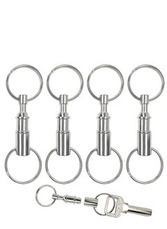5 Pack Quick Release Keychain Detachable Pull Apart Keychain Dual Pull Apart Key Chain(Silver)