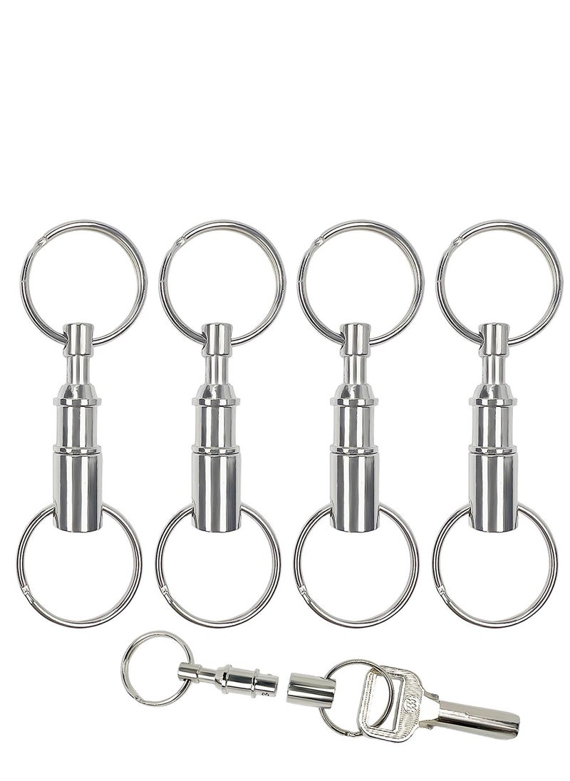 KASTWAVE - 5 Pack Quick Release Keychain Detachable Pull Apart Keychain Dual Pull Apart Key Chain(Silver) - Image 1