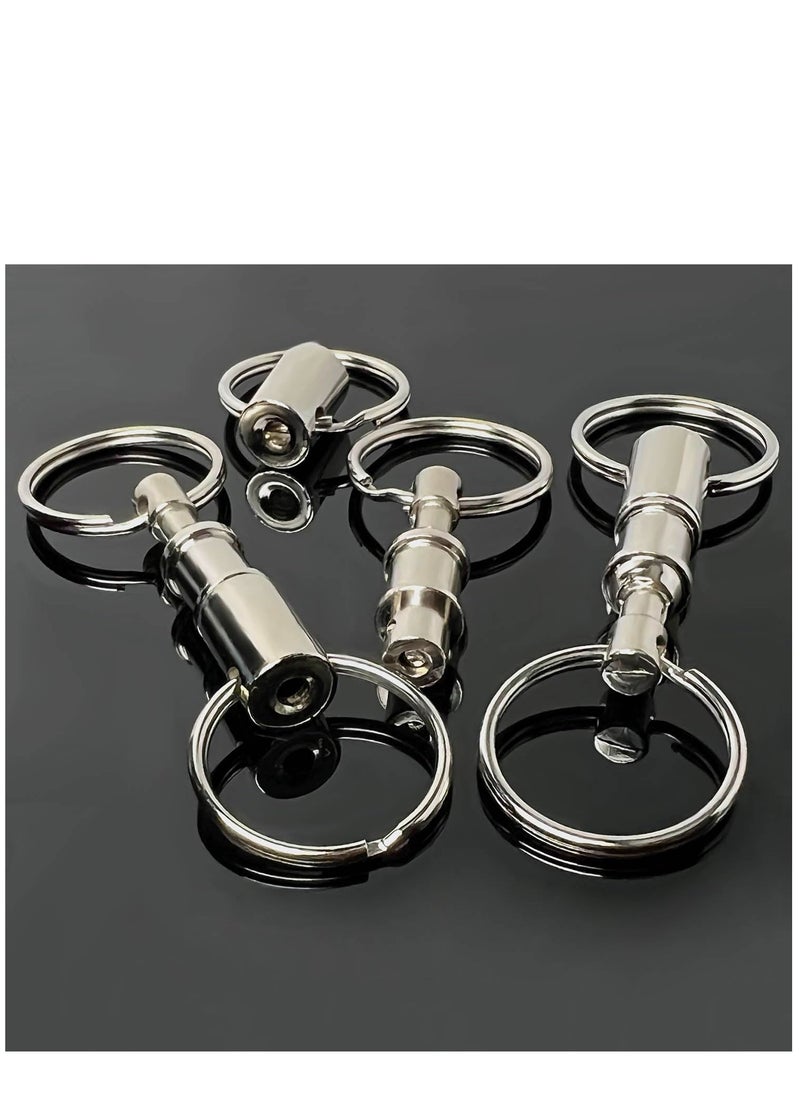 KASTWAVE - 5 Pack Quick Release Keychain Detachable Pull Apart Keychain Dual Pull Apart Key Chain(Silver) - Image 1