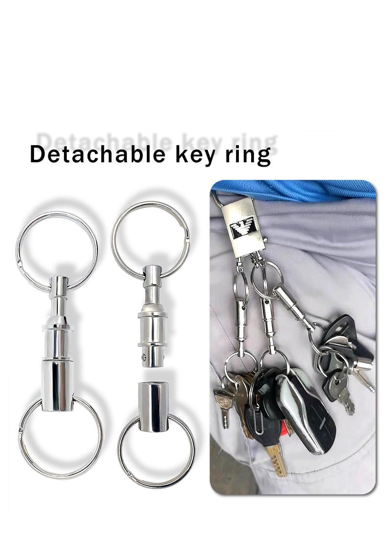 KASTWAVE - 5 Pack Quick Release Keychain Detachable Pull Apart Keychain Dual Pull Apart Key Chain(Silver) - Image 1