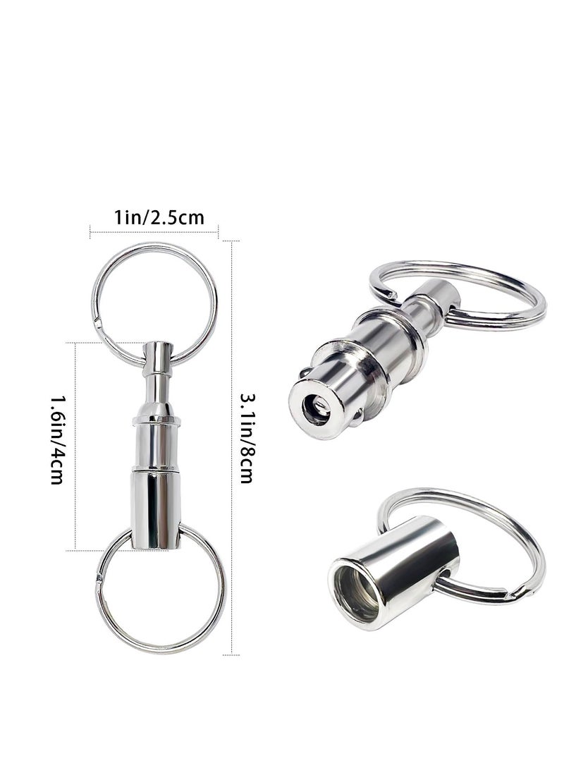 KASTWAVE - 5 Pack Quick Release Keychain Detachable Pull Apart Keychain Dual Pull Apart Key Chain(Silver) - Image 1