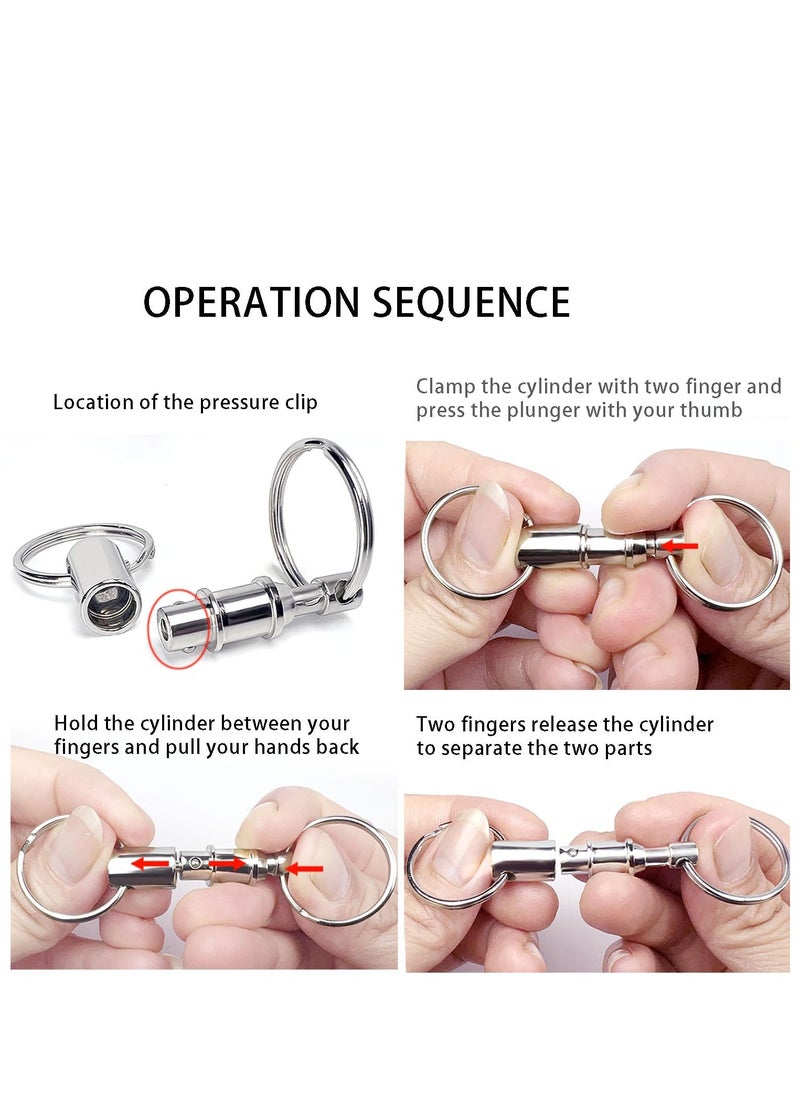 KASTWAVE - 5 Pack Quick Release Keychain Detachable Pull Apart Keychain Dual Pull Apart Key Chain(Silver) - Image 1