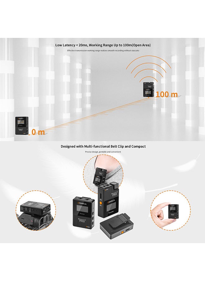 COMICA - BoomX-D PRO D2 One-Trigger-Two 2.4G Dual-Channel Wireless Microphone System Built-in 8G Memory Card Digital & Analog Output Modes 100M Effective Range - Image 1
