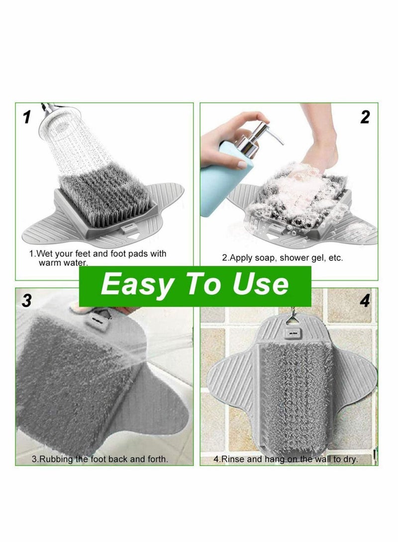 XiuWoo Shower Foot Scrubber Cleaner Massager Brush with Non Slip Suction Cups and Soft, Acupressure Massage Mat for Care, Circulation - Image 5