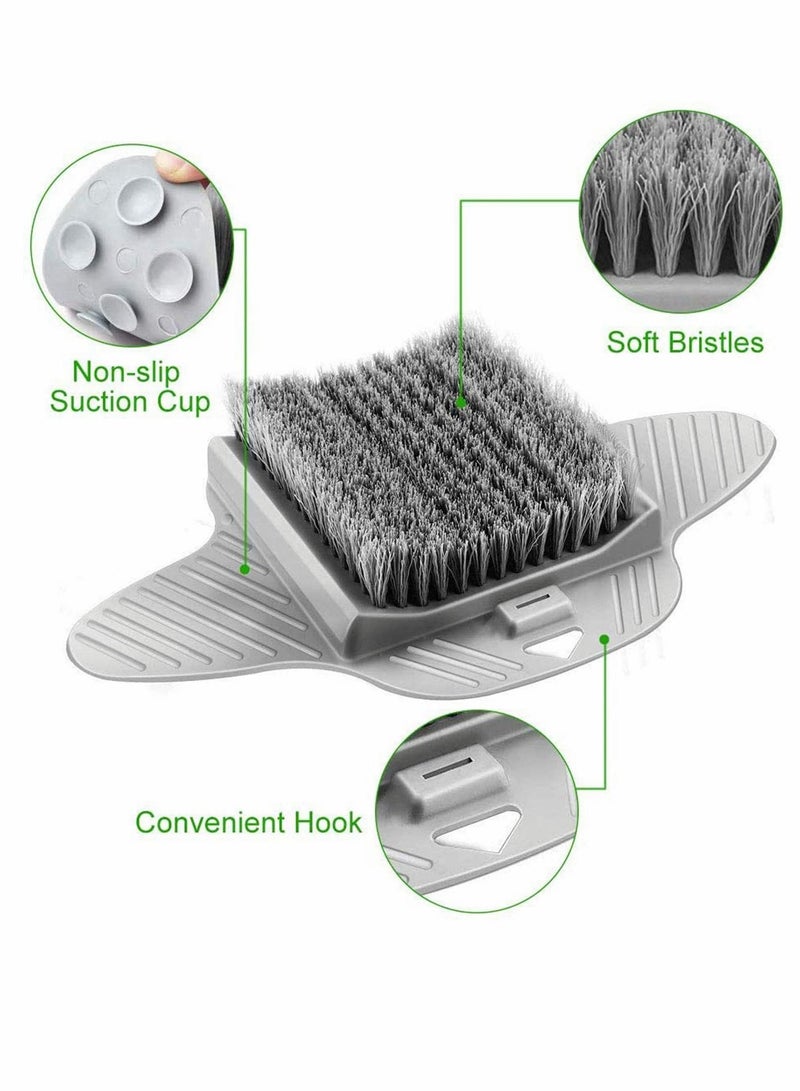 XiuWoo Shower Foot Scrubber Cleaner Massager Brush with Non Slip Suction Cups and Soft, Acupressure Massage Mat for Care, Circulation - Image 4