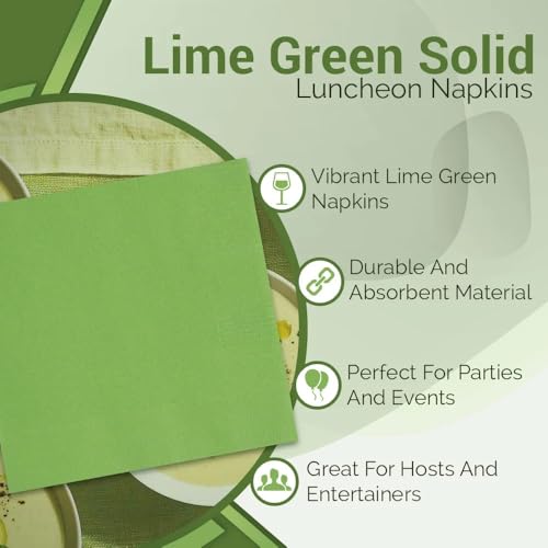Unique Lime Green Solid Luncheon Paper Napkins - 6.5" x 6.5" (20 Ct) - Elegant & Durable Design - Perfect for Parties, Events & Celebrations - Image 5