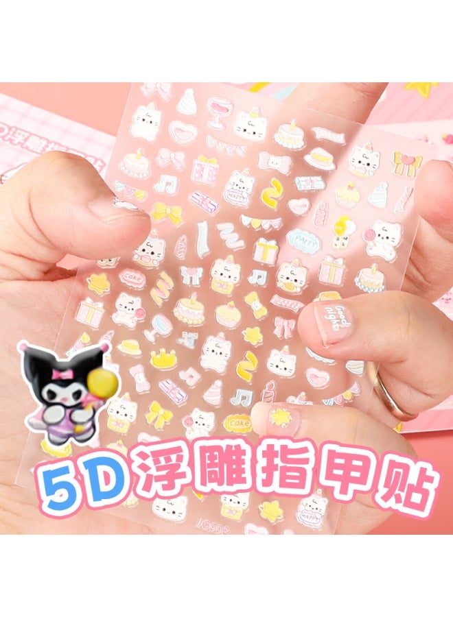 Surada Children's Nail Stickers, Children's Stickers, Nail Art Stickers, Children's Glow-in Nail Stickers, 5d Embossed Nail Stickers, Children's Stickers, Children's Birthday Party Nail Stickers Jc002 - Image 3