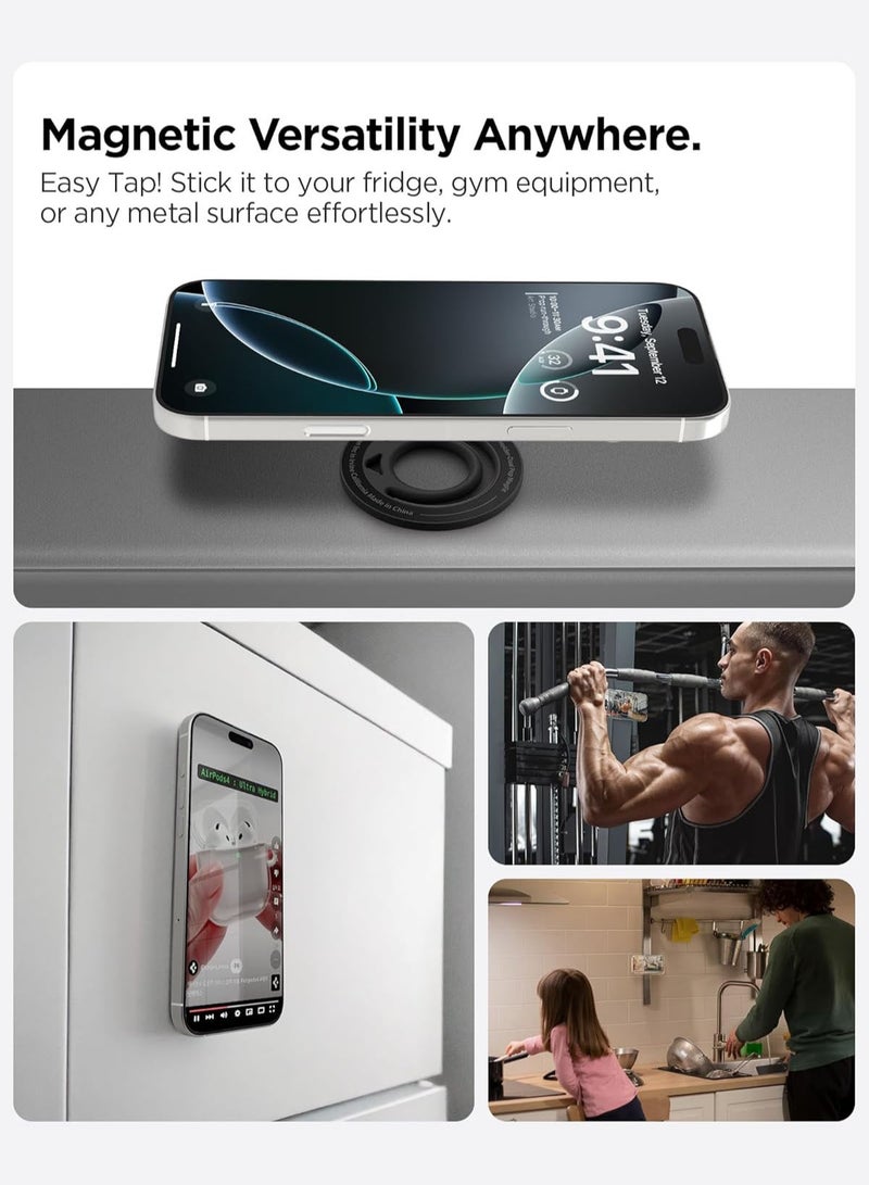 Spigen Dual Pop MagFit Phone Holder Double Side Magnetic Silicone Grip MagSafe compatible with iPhone 16 Pro Max, 16 Pro, 16 Plus, 15, 14, 13, 12 Series - Black  - Image 4