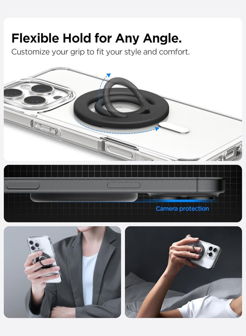 Spigen Dual Pop MagFit Phone Holder Double Side Magnetic Silicone Grip MagSafe compatible with iPhone 16 Pro Max, 16 Pro, 16 Plus, 15, 14, 13, 12 Series - Black  - Image 5