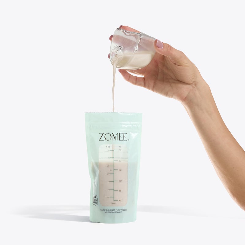 Zomee Breast Milk Storage Bags 8oz â€“ Leakproof Double-Zip Seal, Self-Standing, Easy-Pour Design, Freezer Safe, Pre-Sterilized, BPA & Phthalate Free â€“ Bulk Pack of 90 - Image 3