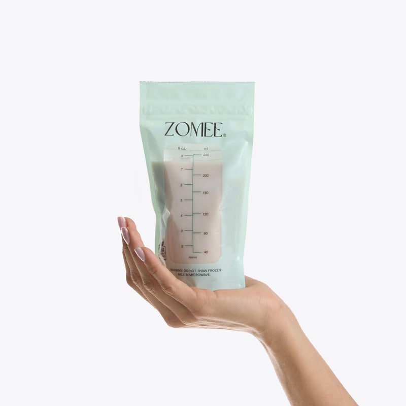 Zomee Breast Milk Storage Bags 8oz â€“ Leakproof Double-Zip Seal, Self-Standing, Easy-Pour Design, Freezer Safe, Pre-Sterilized, BPA & Phthalate Free â€“ Bulk Pack of 90 - Image 2