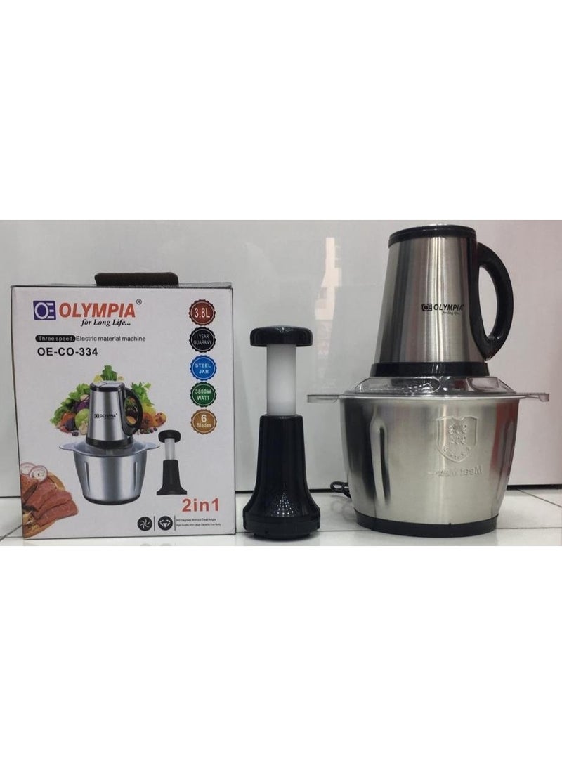 DubaiGallery 3.8L food processor meat and vegetable chopper grinders mini stainless steel electric 3.8L meat grinder for home kitchenl - Image 4