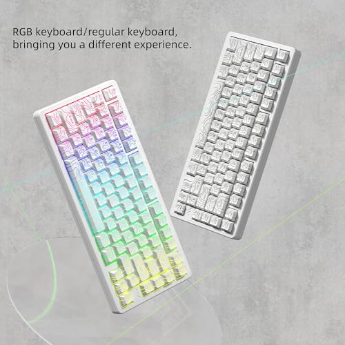 dagaladoo Double Shot PBT keycaps 119 Keys Set White Topographic Shine Through Custom keycaps Cherry Profile Custom Keyboard Key caps for 60/65/75/TKL/96/100% US Layout Mechanical Keyboard - Image 4