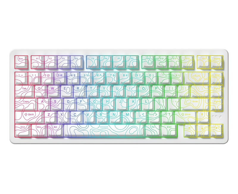 dagaladoo Double Shot PBT keycaps 119 Keys Set White Topographic Shine Through Custom keycaps Cherry Profile Custom Keyboard Key caps for 60/65/75/TKL/96/100% US Layout Mechanical Keyboard - Image 5