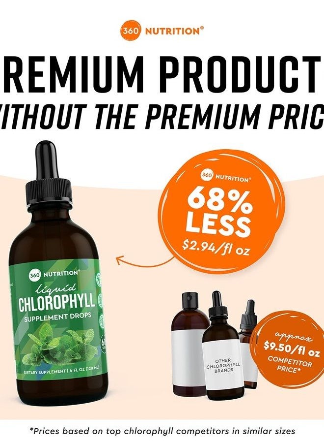 360 Nutrition - Chlorophyll Liquid Drops with Peppermint Oil, Gluten Free & Vegan Body Internal Deodorant Supplement, Supports Gut Health, Digestion, Energy, Radiant Skin, Fast Absorption, 60 Servings - Image 1