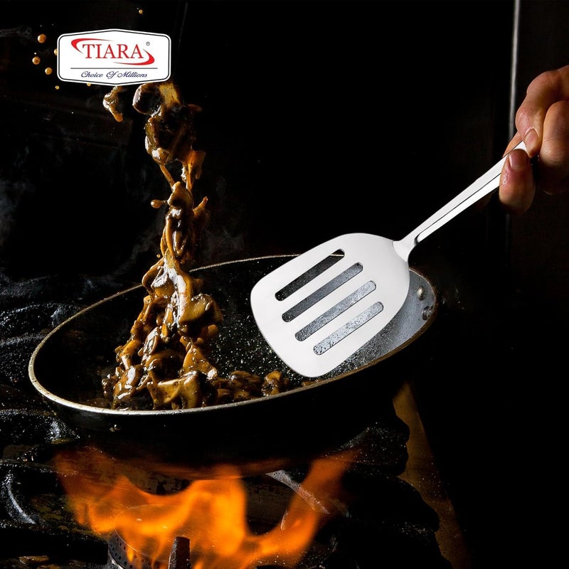 TIARA Lara 5pc Set Serving Cooking Spoon 12 mm Thickness Stainless Steel ladle Rice Spoon Skimmer Round Spoon Basting Spoon 5 Pc Serving Set - Image 5