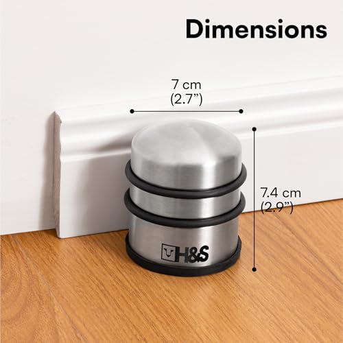 HST H&S Heavy Duty Door Stop with Rubber Buffer Rings – Movable Stopper for Large Interiors – Metal Weight for Heavy Doors – Easy to Install - Image 3