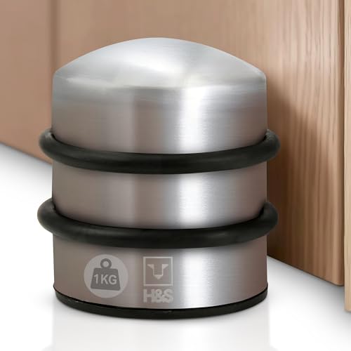 HST H&S Heavy Duty Door Stop with Rubber Buffer Rings – Movable Stopper for Large Interiors – Metal Weight for Heavy Doors – Easy to Install - Image 2