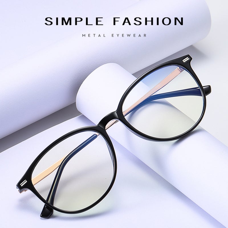 Fashion Anti-blue Light Glasses Literary Style Students Plain Glass Spectacles Metal Frame Computer Eye-protection Glasses - Image 2