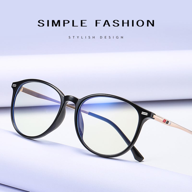 Fashion Anti-blue Light Glasses Literary Style Students Plain Glass Spectacles Metal Frame Computer Eye-protection Glasses - Image 3