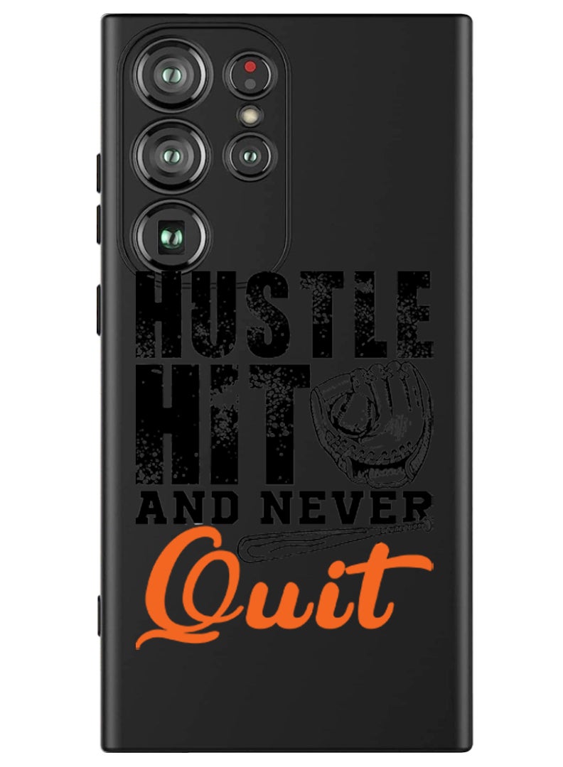 Theodor Protective Slim Fit Case Liquid Silicone Cover with Full Body Protection Anti-Scratch Shockproof Case For Samsung Galaxy S24 Ultra (Black) - Hustle hit and never quit black - Image 1