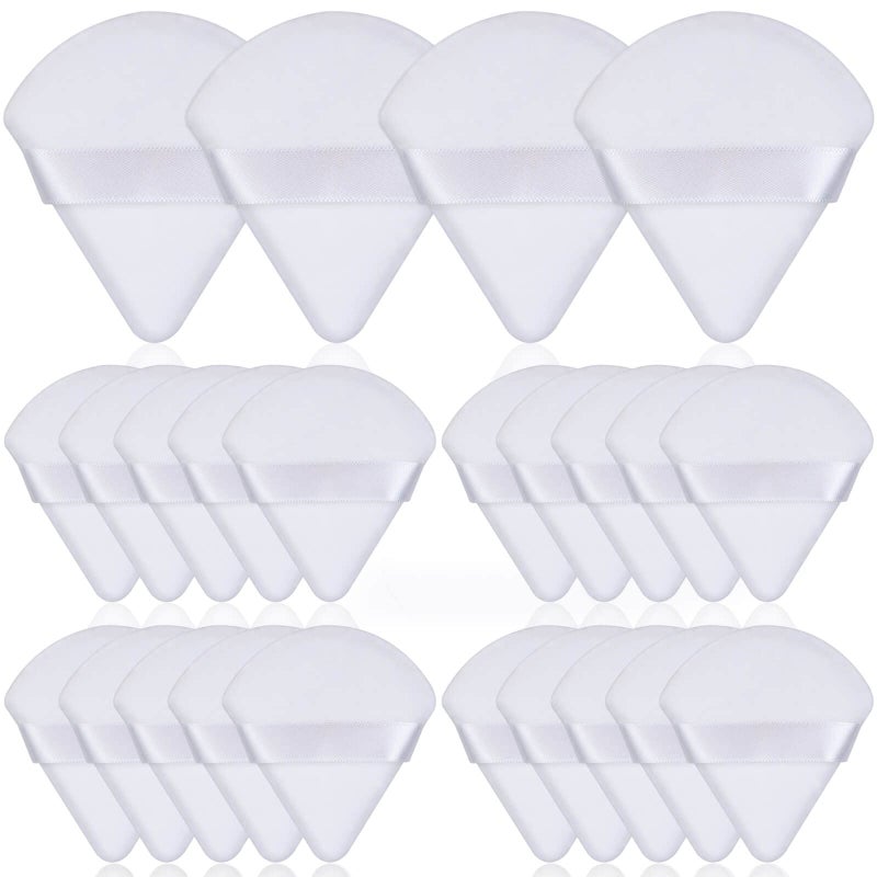 Thrilez 20pcs Triangle Powder Puff Loose Powder Puffs Makeup Puff for Face Powder Setting Powder Puff for Make Up Face Puff Pads for Press Powder Sponge Powder Applicator for Face and Eye White