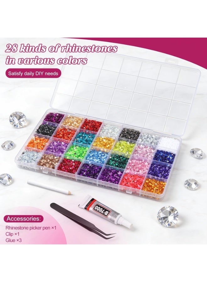 ATRJSZ 32000Pcs Resin Rhinestones 3mm 28Colors for Bedazzling Glitter Kit DIY, Multicolor Jelly Crystal Diamond with 3Pcs 10ml B7000 Jewelry Glue for Bedazzled Nail Art Supplies Decoration - Image 4