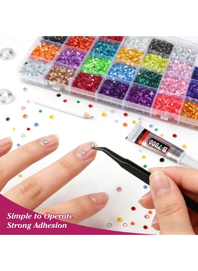 ATRJSZ 32000Pcs Resin Rhinestones 3mm 28Colors for Bedazzling Glitter Kit DIY, Multicolor Jelly Crystal Diamond with 3Pcs 10ml B7000 Jewelry Glue for Bedazzled Nail Art Supplies Decoration - Image 5