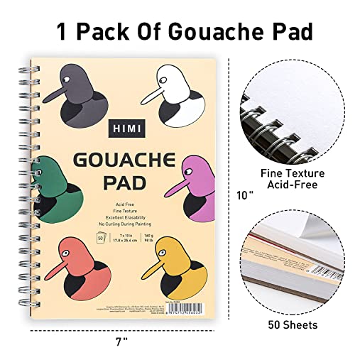 HIMI Gouache Pad 7X10''(98lb/160g) 50 Sheets Mix Paper Pad, Side Wire Bound, Fine Texture, in Gouache Acrylic Art Pad for Sketching, Ink Sketch Book, Art Supplies Drawing Pad Gift （Bird） - Image 2