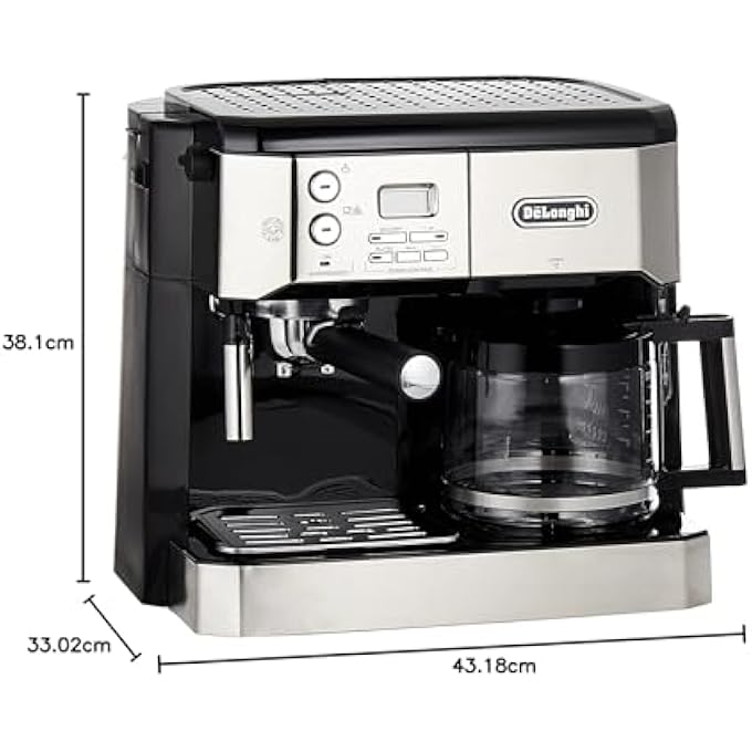 ديلونجي ماكينة قهوة Bco431S ثنائية الوظائف، قهوة إسبريسو وقهوة بالتنقيط، ماكينة إسبريسو، فضي، أسود، ضمان دولي - Image 5
