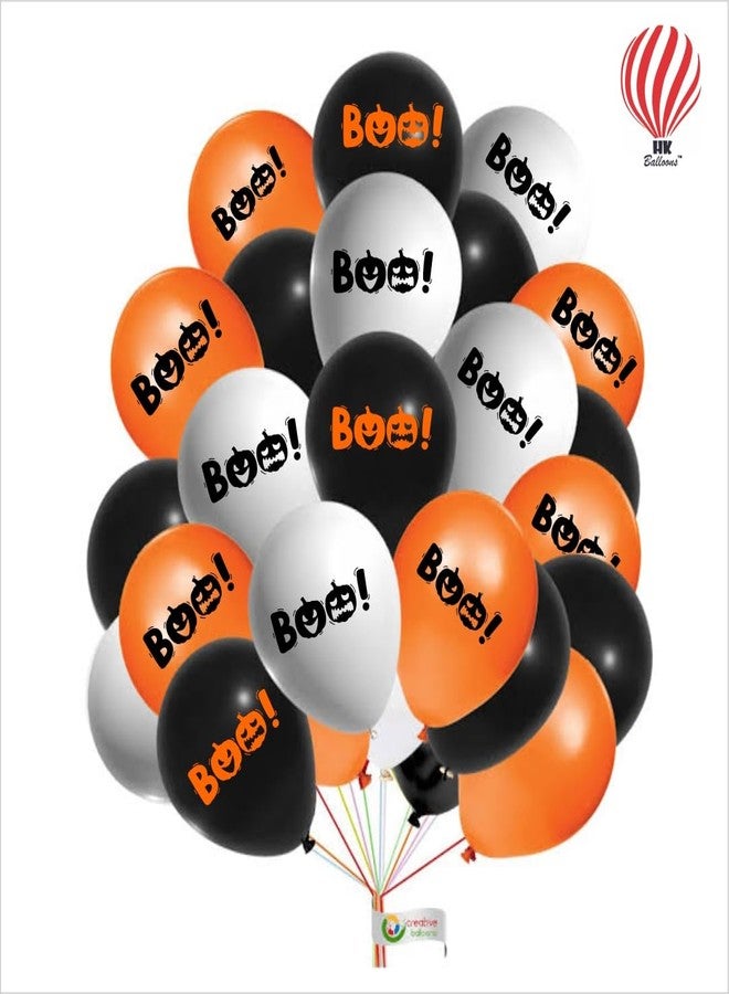 HK balloons 50Pcs Black Orange Red Halloween decorations Items For Printed Balloons Halloween Themed Pumpkin Balloons Black Orange Balloons Set for Celebration Party Decoration Balloons - Image 5