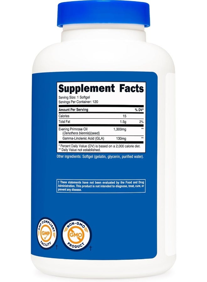 Nutricost Evening Primrose Oil 1,300mg, 120 Softgels - Cold Pressed, Non-GMO, Gluten Free, 120 Servings - Image 5