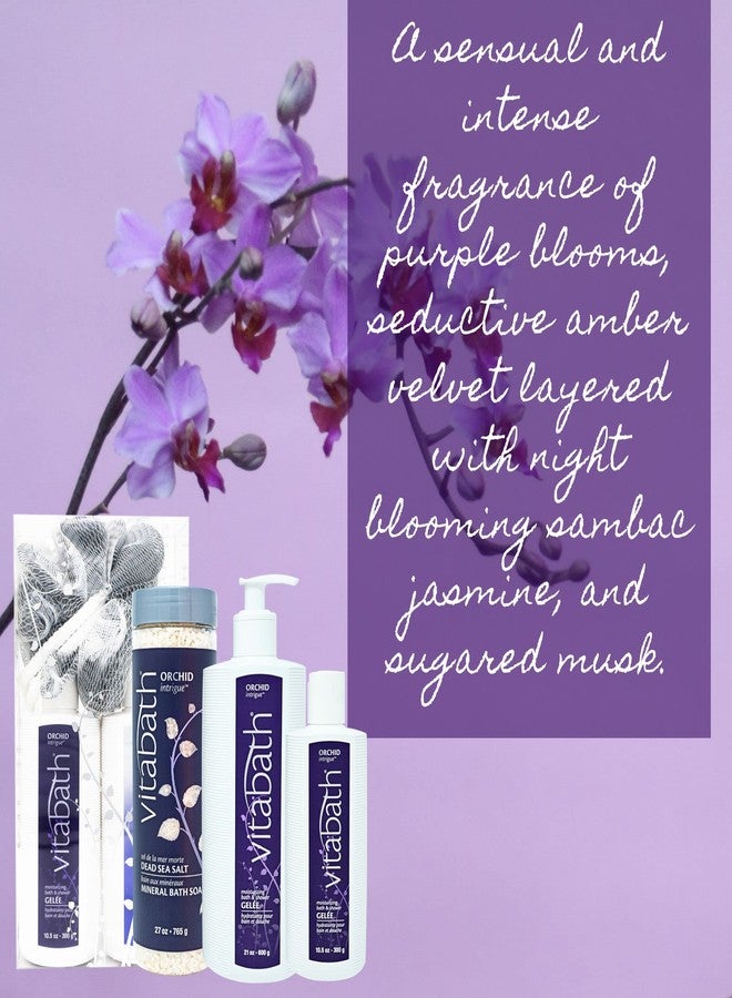Vitabath Orchid Intrigue Everyday Skincare Set Moisturizing Shower Gel Wash, Reviving Lotion & Exfoliating Body Scrubber Pouf - Alluring Foam Cleanser & Dry Skin Hydration for Women & Men - Image 3