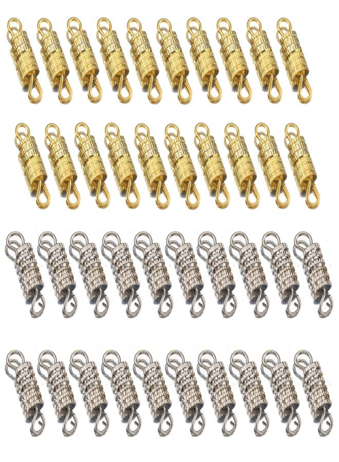 Elandy 40PCS 4mm x 14mm Screw Type Clasp Barrel Screw Clasps Screw Twist Clasps Screw Connectors = Necklace Bracelet Clasps Fastener Cord End Clasps forDIY Necklace Bracelet(Gold+Silver) - Image 1