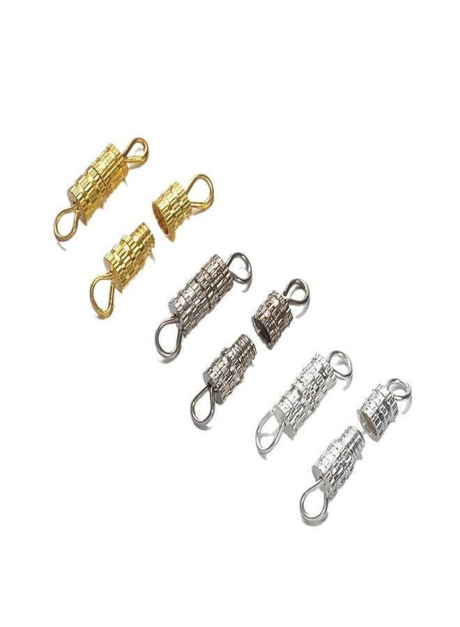 Elandy 40PCS 4mm x 14mm Screw Type Clasp Barrel Screw Clasps Screw Twist Clasps Screw Connectors = Necklace Bracelet Clasps Fastener Cord End Clasps forDIY Necklace Bracelet(Gold+Silver) - Image 5