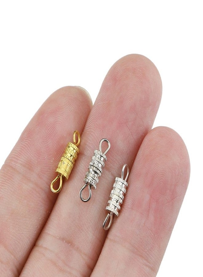 Elandy 40PCS 4mm x 14mm Screw Type Clasp Barrel Screw Clasps Screw Twist Clasps Screw Connectors = Necklace Bracelet Clasps Fastener Cord End Clasps forDIY Necklace Bracelet(Gold+Silver) - Image 4