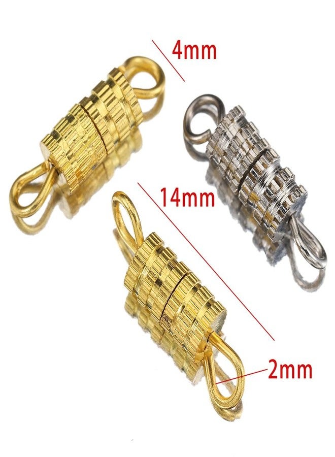Elandy 40PCS 4mm x 14mm Screw Type Clasp Barrel Screw Clasps Screw Twist Clasps Screw Connectors = Necklace Bracelet Clasps Fastener Cord End Clasps forDIY Necklace Bracelet(Gold+Silver) - Image 2