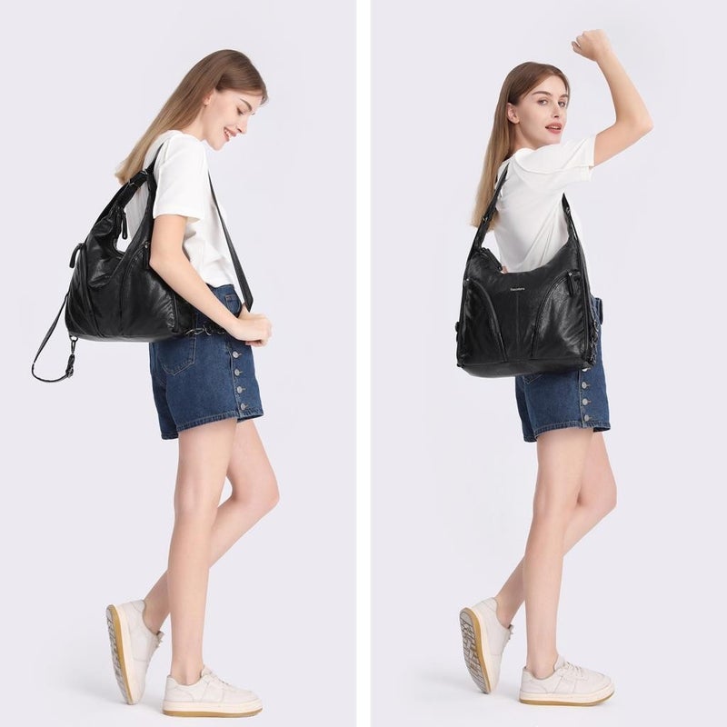 21K Barcelona Washed Leather Women's Backpack and Shoulder Bag 1859 - Image 4