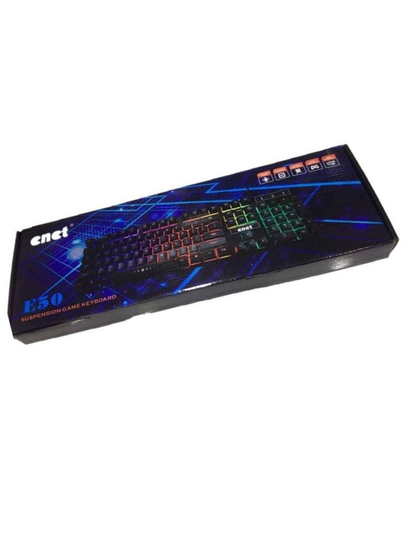 Enet E50 Suspension Game Keyboard Rainbow Backlight Suspension Keycapes 