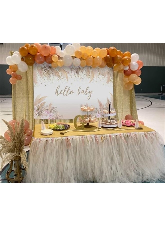 Mocsicka Boho Baby Shower Backdrop for Girl Floral Baby Girl Baby Shower Background Pink Pampas Grass It's a Girl Baby Shower Party Cake Table Decoration Photo Booth Props (7x5ft)  - Image 2
